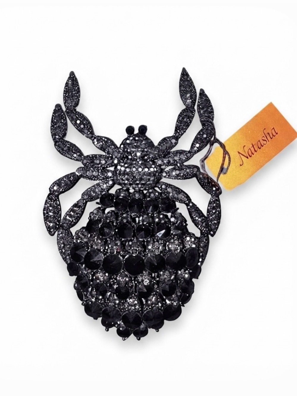NWT ⚜️🖤⚜️ Natasha Black Rhinestone Spider Pin Brooch